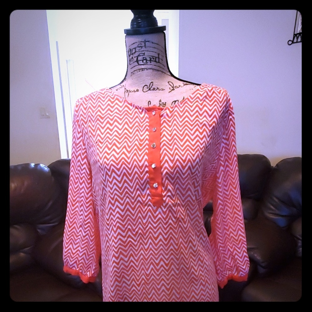 Orange and white blouse